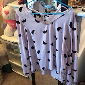 Lilac and black leaf blouse